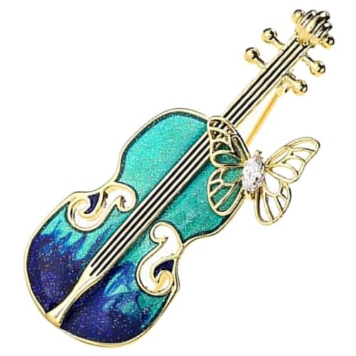 KOMBIUDA Vintage Blaue Violinbrosche aus Hochwertiger Legierung Einzigartige Musikinstrument Anstecknadel für Kleidung Schals Taschen Dekoratives Damen Accessoire Langlebig und von KOMBIUDA