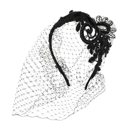 KOMBIUDA Vintage Braut Stirnband mit Funkelnden Strasssteinen Mesh Schleier Haarschmuck Leichter Retro Headpiece für Hochzeit Brautjungfern Elegantes Jahre Accessoire von KOMBIUDA