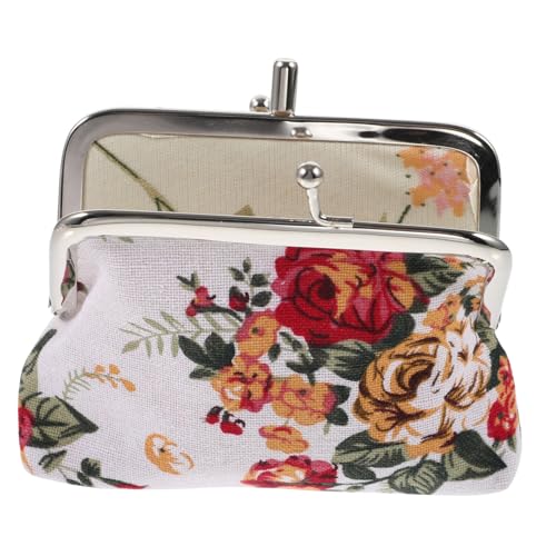 KOMBIUDA Vintage Damen Canvas Geldbörse Klein Doppellagig Robust Leicht zu Reinigen Kompakt Retro Stil Portemonnaie Praktische Münztasche Vielseitige Handtasche für Alltag und Reise Weiß von KOMBIUDA