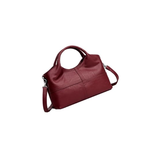 KOMBIUDA Vintage Damen Handtasche Große Kapazität Multifunktionale Schultertasche Weiches PU Material Stilvolle Tote Bag für Büro Frauen Alltag Weinrot von KOMBIUDA