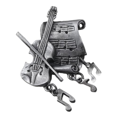 KOMBIUDA Vintage Gitarren Brosche Pin Dekorative Anstecknadel mit Musiknoten Design Stabile Modebrosche für Damen Geeignet für Kleidung Rucksack und Accessoires von KOMBIUDA