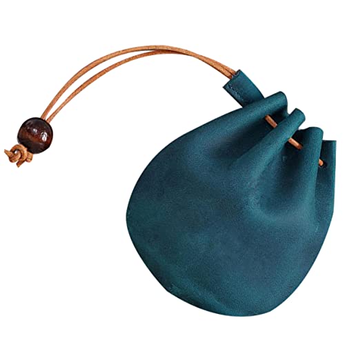 KOMBIUDA Vintage Mini Etui Blau Multifunktionale Kleine Geldbörse mit Schlüsseletui Schlanke Change Bag aus Premium Echtleder Leicht und Robust für Alltag Reise Schule und Einkauf von KOMBIUDA