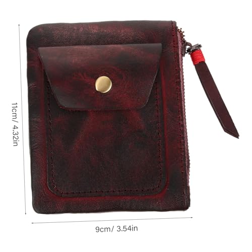KOMBIUDA Vintage Mini Portemonnaie aus Pflanzlich Gegerbtem Multifunktionale Münzbörse und Coin Carrier Kompakte Geldtasche für Kleingeld Karten und Reise Ohrhörer Handliche Echtleder von KOMBIUDA
