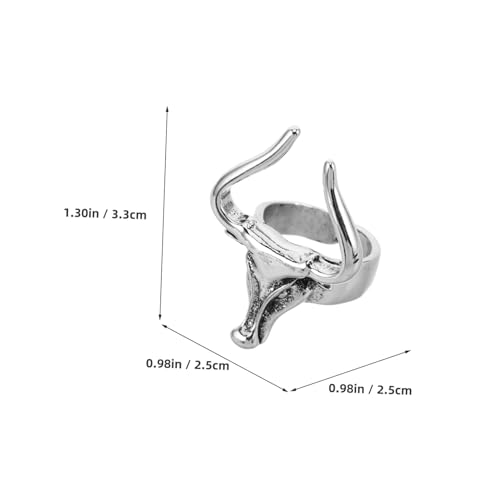 KOMBIUDA Vintage Ox Head Herren Retro Punk Style Metallring Einzelring für Party und Alltag Einzigartiger Statement Animal Schmuck für und Frauen von KOMBIUDA