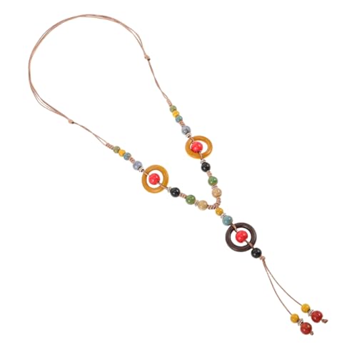 KOMBIUDA Vintage Quasten Anhänger Geflochtene Statement Kette für Damen Handgefertigte Perlenkette für Pullover und Besondere Anlässe von KOMBIUDA