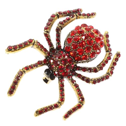 KOMBIUDA Vintage Spinnenbrosche mit Rotem Strassstein Kreative Halloween Brosche Kompakter Damen und Herren Ansteckpin Langlebige Modische Kleidung Dekoration für Festliche Anlässe von KOMBIUDA