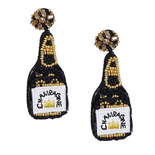 KOMBIUDA Vintage Weinflasche Perlen Ohrstecker mit Pailletten Handgefertigte Schmuck Damen Ohrringe Einzigartiges Design und Auffällig für Geburtstag und Feiertage von KOMBIUDA