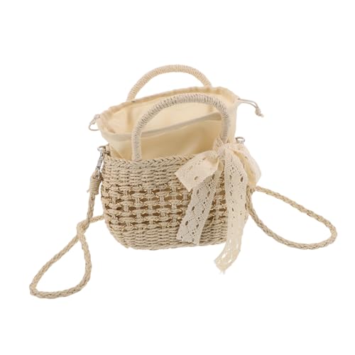 KOMBIUDA Waldstrohwebbeutel Frauen Urlaubsumhängetasche Schultergurt Geldbeutel Handgewebte Tasche Über Der Schultertasche Gewebbärbung Boho -taschen Handgewebte Umhängetasche Beige von KOMBIUDA