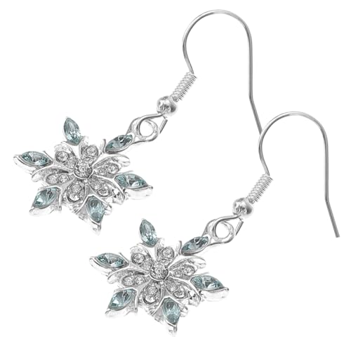 KOMBIUDA Schneeflocken-ohrringe Wasserblau Für Frauen Und Mädchen Strass-intarsien-ohrhänger Aus Legierung Modischer Ohrschmuck Mit Strass-details von KOMBIUDA