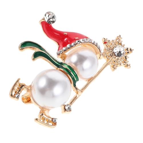 KOMBIUDA Weihnachtlicher Schneemann Broschen Pin mit Perlen und Kristallsteinen Festliches Design für Damen Vielseitige Anstecknadel für Pullover Mäntel und Schals Schmuck für Winter von KOMBIUDA