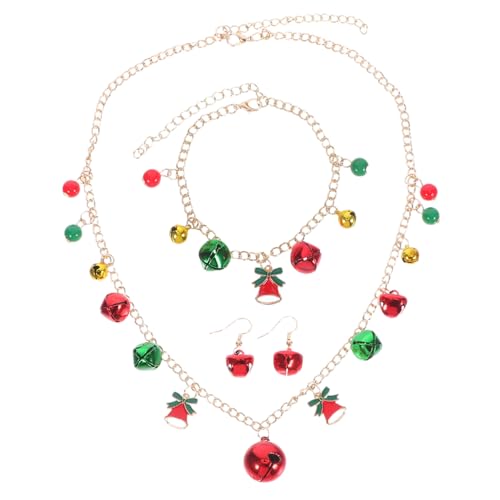 KOMBIUDA Weihnachtsschmuck-set Damen Glocken Armband Halskette Ohrringe Leichtes Hautfreundliches Xmas Schmuck-set Festlicher Schmuck Für Weihnachtsfeier von KOMBIUDA