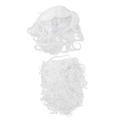 KOMBIUDA Weißes Santa Claus Perückenset mit Weihnachtsmann Kostüm Requisiten für Party Cosplay Verstellbar für Erwachsene von KOMBIUDA