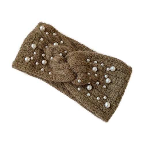 KOMBIUDA Winter Stirnband Damen Geflochtenes Gestricktes Haarband mit Perlen Weiches Elastisches Stirnband für Outdoor Sport Yoga und Alltag Geeignet von KOMBIUDA
