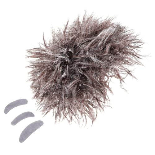 KOMBIUDA Wissenschaftler Perücke Set mit Braunen Zöpfen und Selbstklebendem Schnurrbart und Augenbrauen Bequeme Kostüm-accessoires für Halloween und Erwachsene für Auftritte und von KOMBIUDA