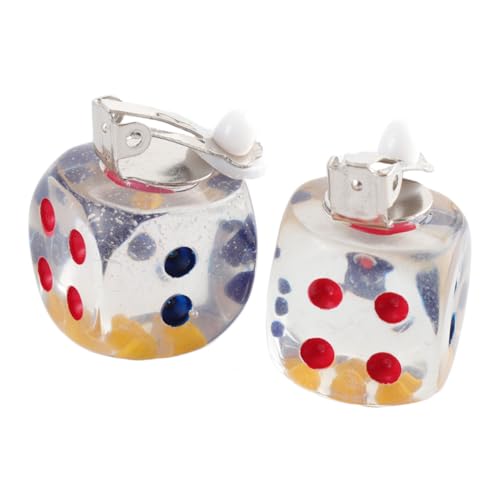 KOMBIUDA Würfel Ohrclip Cartoon Würfel Ohrschmuck mit Zahlen Motiv Kratzfestes Design Einfach zu Tragen Geschenkidee für Freunde von KOMBIUDA