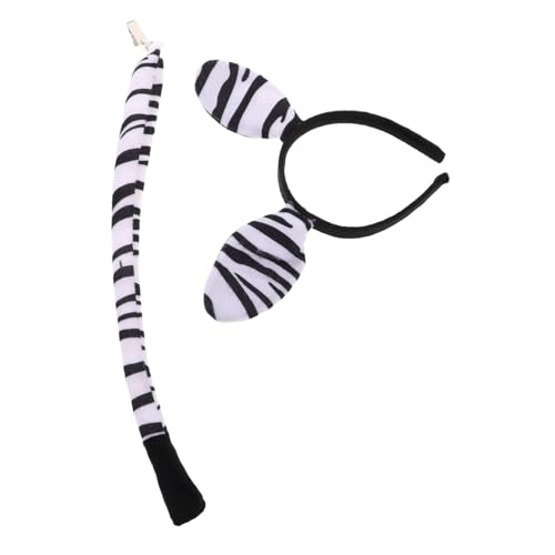 KOMBIUDA Zebrakostüm Für Erwachsene Mit Tierohren-stirnband Zebraohren Zebra-stirnband Ohren Und -set Für Tier-cosplay Geburtstagsparty-zubehör Und Tier-party-accessoire von KOMBIUDA