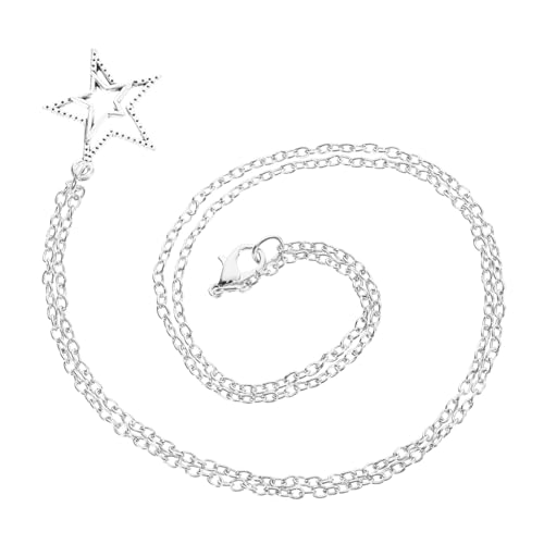 KOMBIUDA Zinklegierung Sternanhänger Halskette Damen und Herren Metallkette Langlebig Kreatives Design Vielseitig Kombinierbar für Alltag Party Urlaub von KOMBIUDA
