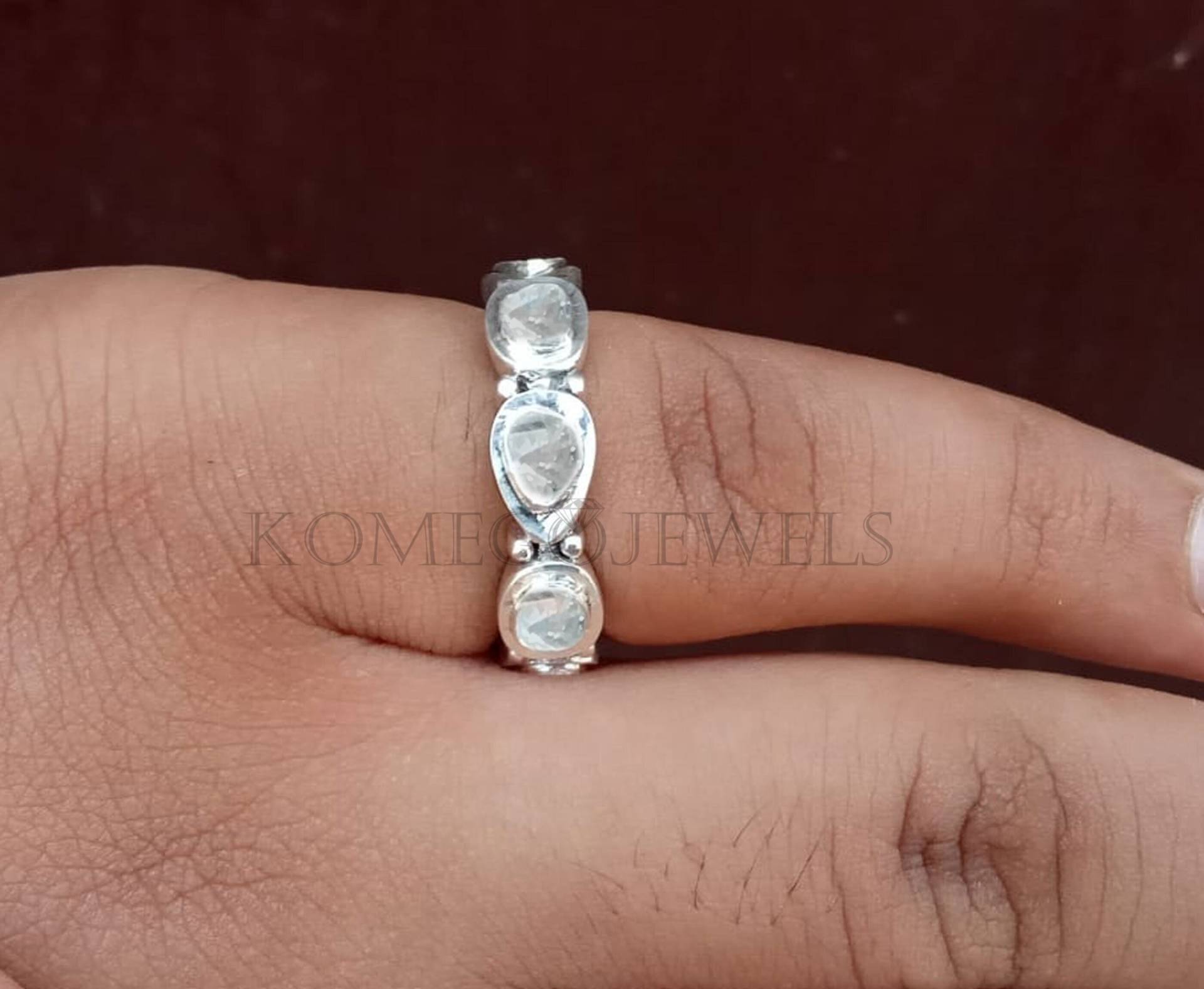 Natürliche Rose Cut Diamant Ring 925 Sterling Silber Ehering Minimalist Einzigartiges Jahrestag Geschenk Für Sie von KOMEGOJewels