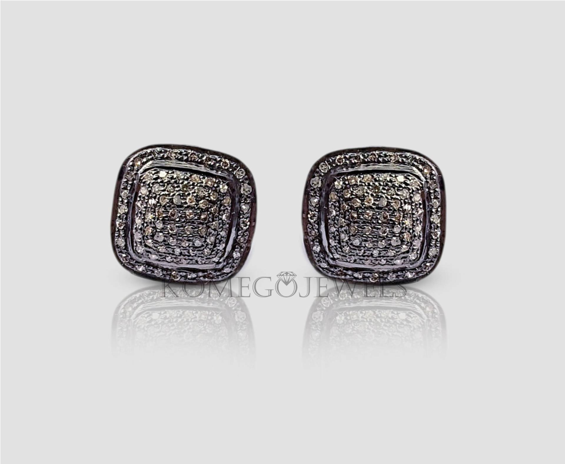 Natürlicher Diamant Ohrring Minimalist Pave 925 Solid Silber Ohrstecker Winzige Ohrringe Geschenk Für Sie von KOMEGOJewels