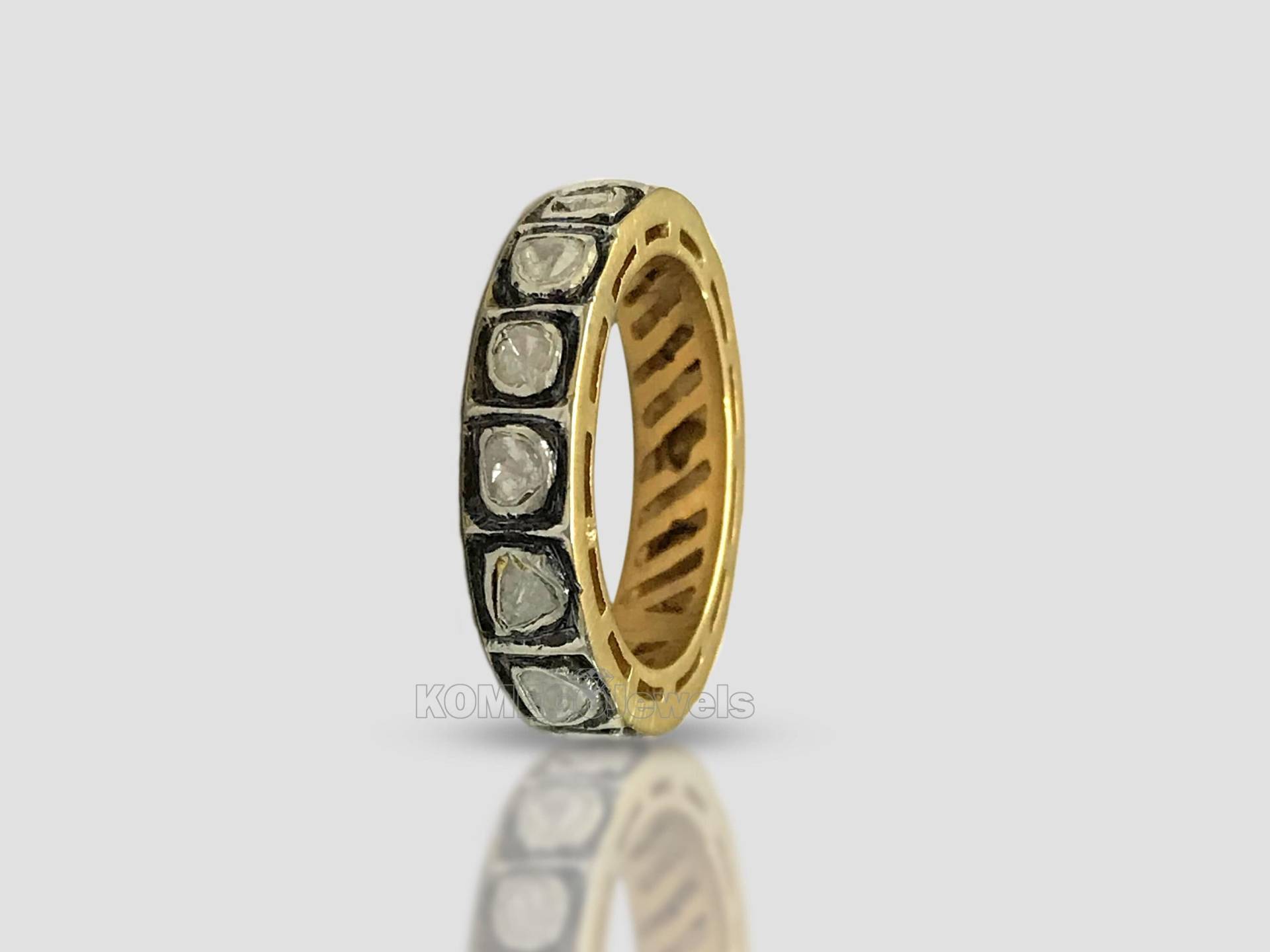 Natürlicher Polki Diamant Band 925 Massiv Silber Ring Victorian Ehering Vintage Geschenk Für Sie von KOMEGOJewels