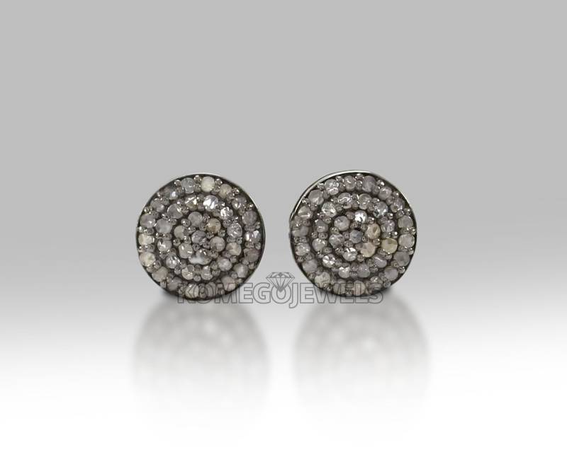 Pave Runde Ohrstecker Minimalist Diamant Disk Cluster Ohrringe Edles 925Solidsilver Perfekt Für Geschenk von KOMEGOJewels
