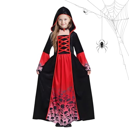 KOMEIL Vampir Kostüm Kinder Mädchen, Vampir Kleider Mädchen, Gothic Vampir Kostüm, Halloween Kostüm Kinder, Gilt für Kostüm Fasching Cosplay (B) von KOMEIYL