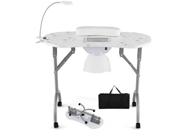 KOMFOTTEU Maniküre-Pediküre-Set, 3 modi LED Tischlampe, auf Rädern, faltbar von KOMFOTTEU