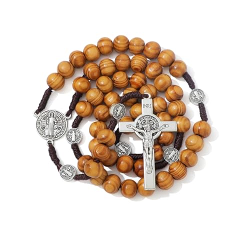 KOMI Handgefertigte Holzperlen katholischer Rosenkranz, Rosenkranz Halskette für Männer – Rosarios Catolicos Para Hombre katholische religiöse Geschenke, 23", Holz, Kein Edelstein KOMI Handgefertigte Holzperlen katholischer Rosenkranz, Rosenkranz Halskette für Männer – Rosarios Catolicos Para Hombre katholische religiöse Geschenke, 23", Holz, Kein Edelstein von KOMI