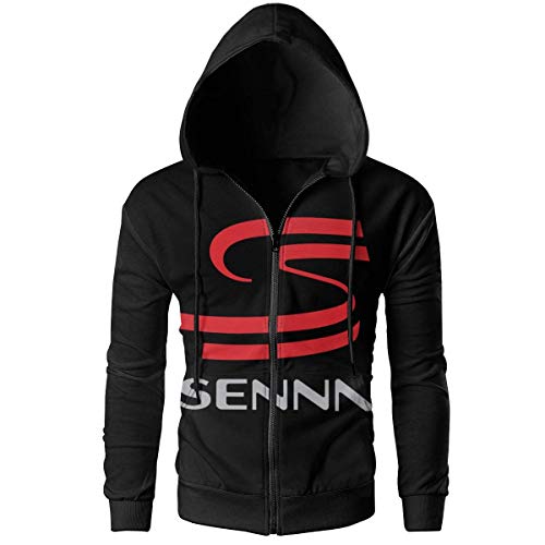 KOMOBB Men's Hoodies Ayrton Senna Logo Pullover Sweatshirts Hooded Black Jackets von KOMOBB