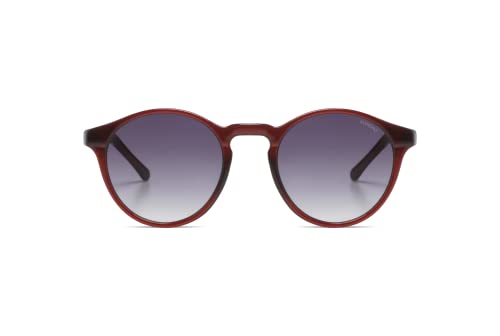 KOMONO Devon Burgundy Unisex Runde Cellulosepropionat-Sonnenbrille für Damen und Herren mit UV-Schutz und kratzfesten Gläsern von KOMONO