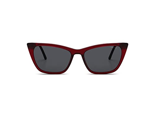 KOMONO Jodie Burgundy Unisex Cat-Eye Eco-Acetat-Sonnenbrille für Damen und Herren mit UV-Schutz und CR39 Gläsern von KOMONO