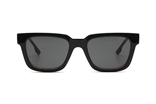 KOMONO Bobby Black Tortoise Unisex Quadratische Bio-Nylon-Sonnenbrille für Damen und Herren mit UV-Schutz und kratzfesten Gläsern von KOMONO