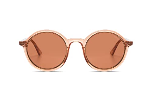 KOMONO Madison Dry Rose Gold Rim Unisex Runde Bio-Nylon-Sonnenbrille für Damen und Herren mit UV-Schutz und kratzfesten Gläsern von KOMONO