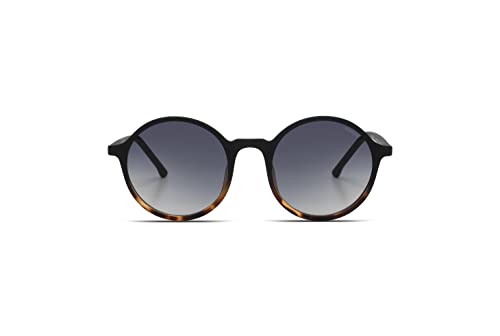 KOMONO Madison Matte Black Tortoise Unisex Runde Cellulosepropionat-Sonnenbrille für Damen und Herren mit UV-Schutz und kratzfesten Gläsern von KOMONO