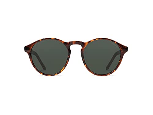 KOMONO Devon Tortoise Unisex Runde Cellulosepropionat-Sonnenbrille für Damen und Herren mit UV-Schutz und kratzfesten Gläsern von KOMONO