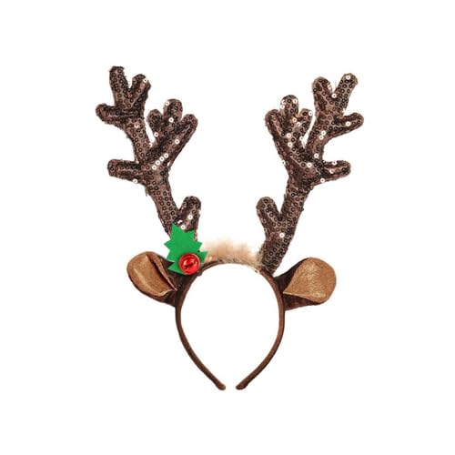 KOMUNJ 1 Stück Weihnachts-Accessoire, Haarreif Mädchen Weihnachten, Weihnachts Kopfschmuck für Kinder,Mädchen,Damen(Paillettenbesetztes Geweih) von KOMUNJ