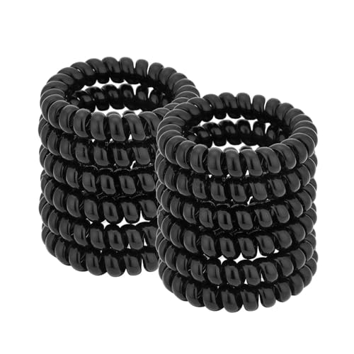 KOMUNJ 12 Hochwertige Spiral-Haargel-Haarbänder, Spiral-Zopf-Haarbänder, Frauen-Haarbänder Elastisches Band, Umweltfreundliche Telefonbänder Haarbänder, No Trace Haargel Schwarz von KOMUNJ
