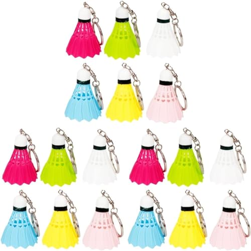 KOMUNJ 18 Stück bunte Mini Badminton Schlüsselanhänger Badminton Metall Schlüsselanhänger Ball Schlüsselanhänger 6 Farben Schlüsselanhänger 3D Schlüsselanhänger von KOMUNJ