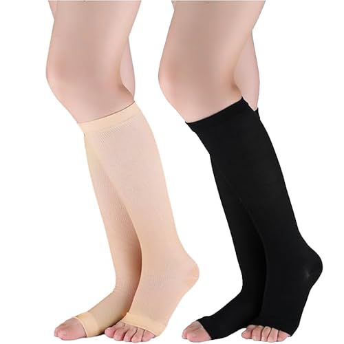 KOMUNJ 2 Paar Medizinische Kompressionsstrümpfe Damen & Herren 15-20 mmHg, Kompressionssocken Stützstrümpfe für Krampfadern Ödeme Flug von KOMUNJ