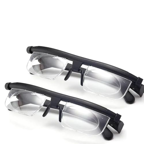 KOMUNJ 2 Stück Einstellbare Fokus Lesebrille -6bis+3, Zifferblatt Einstellbare Brille, Entfernung Lesebrille für Männer Damen Fahren Ältere von KOMUNJ