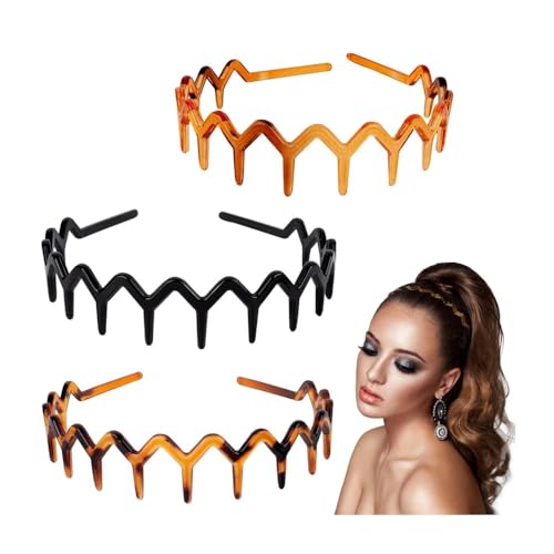 KOMUNJ 3 Stück Zickzack Haarreifen Haarreifen Damen Komfort-Zig Zag Headband für Frauen Damen Männer 3 Farben von KOMUNJ