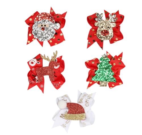 KOMUNJ 5 Stück Weihnachts-Accessoire, Haarreif Mädchen Weihnachten, Weihnachts Kopfschmuck für Kinder,Mädchen,Damen(Schleife-5) von KOMUNJ