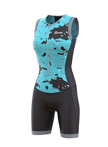 KONA Assault Damen Triathlon Race Suit Speedsuit Skinsuit Trisuit Ärmellos Einteilige Weste und Kurzkombi mit Body-Mapped Belüftung (Pink, Medium) von KONA Tri Apparel