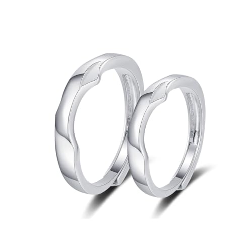 KONFEN 2PCS Cubic Zirkonia Paar Partnerringe Set, Verstellbare Offen Eternity Verlobungsring Versprechen Ring für Damen & Herren, Hypoallergener Forever Love Statement Ring Geschenke für Damen Schmuck von KONFEN