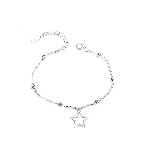 KONFEN Armband Damen Silber 925, Stern Perlen Armkette, Sterne Armreif Armbänder für Frauen, Verstellbar Armreifen Charm Schmuck Geschenke für Freundin Mädchen Beste Freundin Weihnachten von KONFEN