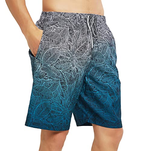 KONFEN Badehose Herren Schnelltrocknend Badeshorts, Swimming Shorts Boardshorts Swim Trunks Lang mit Meshfutter und Verstellbarem Tunnelzug, Blau, Größe XXL von KONFEN