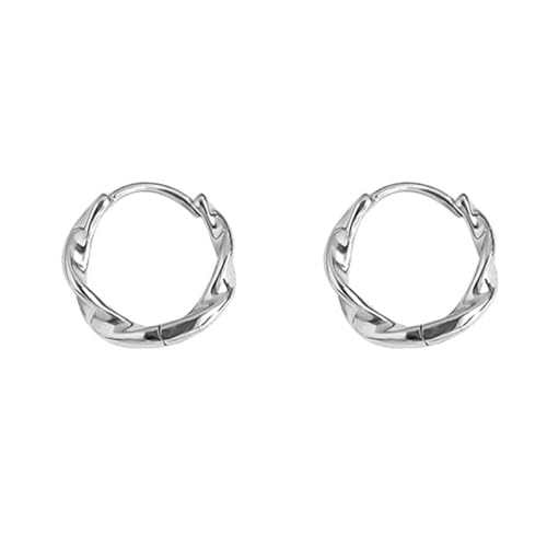 KONFEN Damen Ohrringe Creolen Eternity Infinity Mobius, Ohrstecker Hoop Earrings Runde Verstellbare Stecker Ohrhaken Jewelry Schmuck Klassisch Glänzend Frauen Mädchen, Silbern von KONFEN