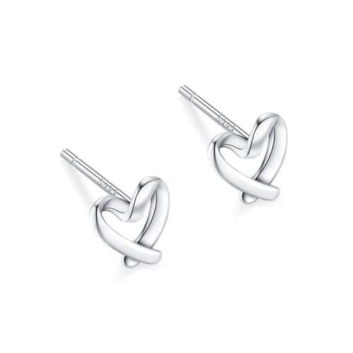 KONFEN Damen Ohrringe Durchbrochenes Liebendes Herz, Echte Silber Earrings Herz-Ohrringe Stecker Heart Klassisch Jewelry Schmuck Verstellbare Ohrstecker Frauen Mädchen, Silbern von KONFEN