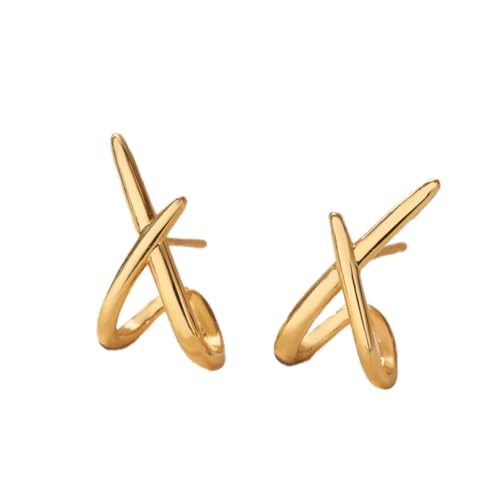 KONFEN Damen Ohrringe Kreuzförmiges, Earrings Verstellbare Ohrstecker Oberfläche mit 14K Gold plattiert Klassisch Minimalistisches Design Stecker Jewelry Schmuck Frauen Mädchen, Goldene KONFEN Damen Ohrringe Kreuzförmiges, Earrings Verstellbare Ohrstecker Oberfläche mit 14K Gold plattiert Klassisch Minimalistisches Design Stecker Jewelry Schmuck Frauen Mädchen, Goldene von KONFEN