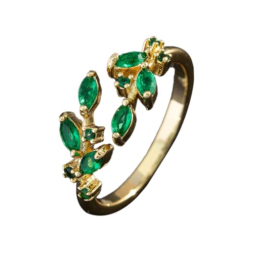 KONFEN Damen Hochwertige Smaragde Verstellbare Offene Ringe, Schlangenring Zirkonring, Hochzeit Party Glänzend Klassisch Elegant und Vintage für Damen, Grün, Stahl KONFEN Damen Hochwertige Smaragde Verstellbare Offene Ringe, Schlangenring Zirkonring, Hochzeit Party Glänzend Klassisch Elegant und Vintage für Damen, Grün, Stahl von KONFEN